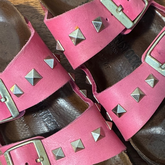 Birkenstock Rockstar Barbie Pink gold Studded Sandals Size 37 - Picture 9 of 9